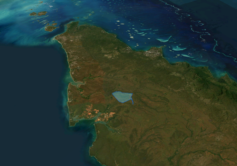Aerial view of Cape York Peninsula — site of the Atakani Space Centre